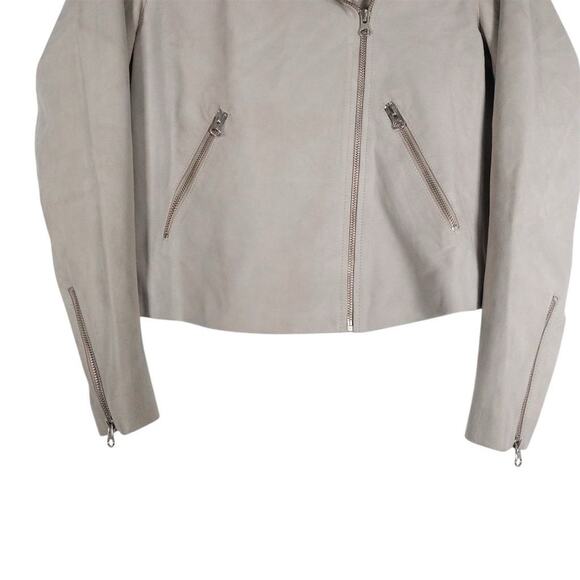 Quince Women's Size XS Biker Jacket Sand Tan 100% Suede Zip Casual NWT - Picture 7 of 13